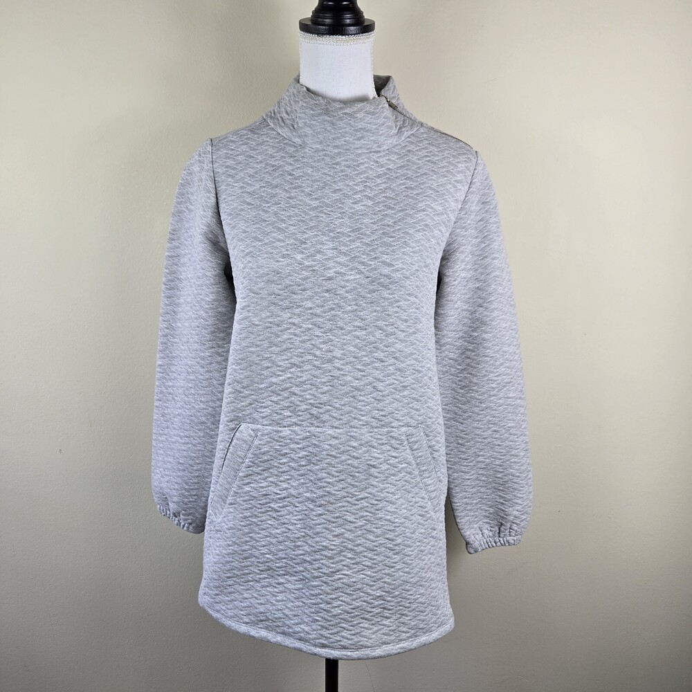 Soft Surroundings Womens Sweater XS Gray Quilted Varenna Pullover Relaxed Fit